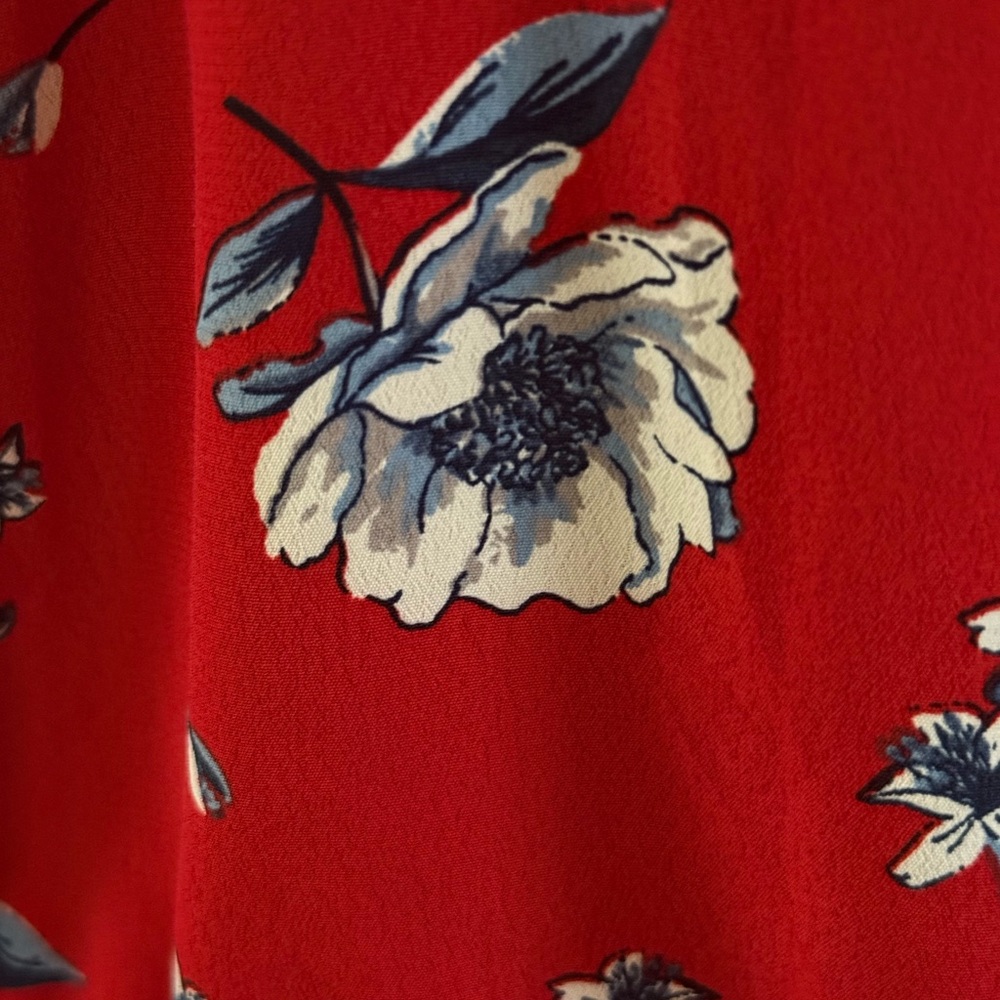 Red Floral Ruffle Blouse - Picture 3 of 4